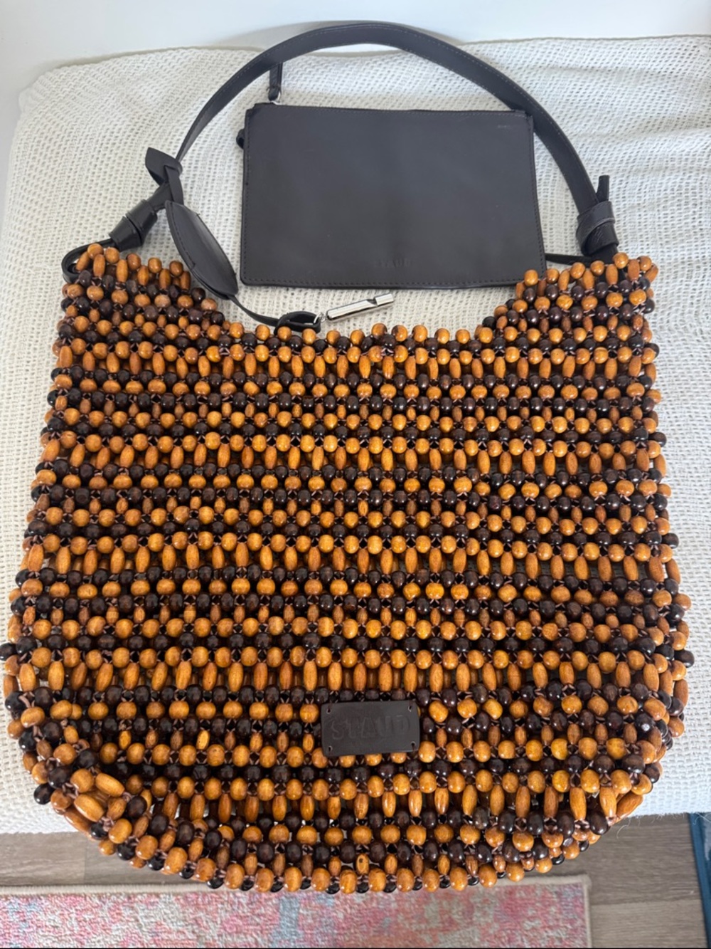 STAUD DRIFT SHOULDER BAG MULTI WOOD BEADS